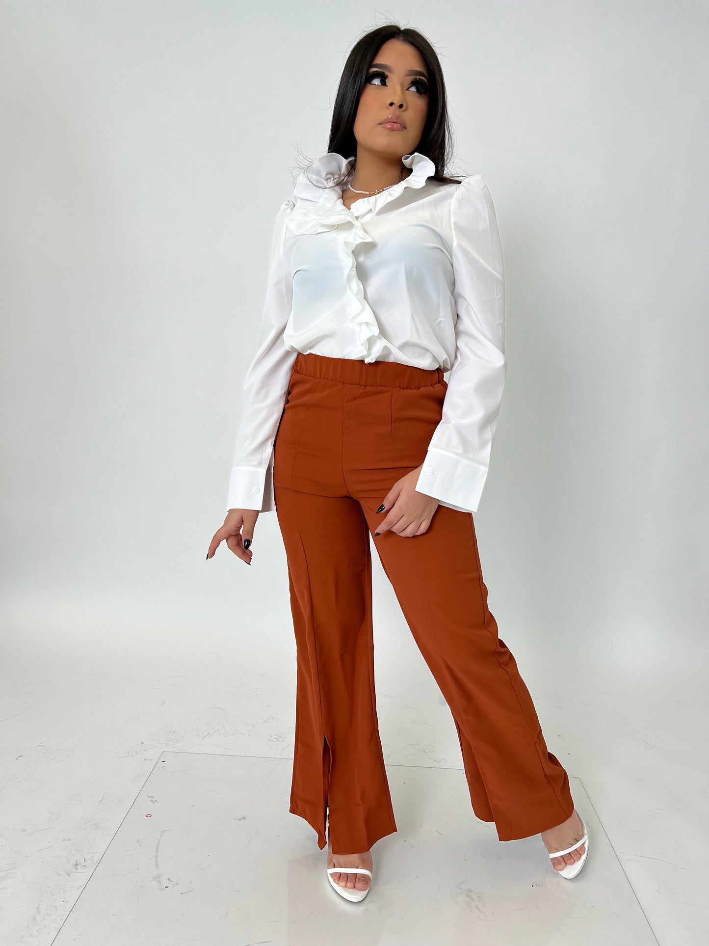 Stunning White Ruffled Blouse