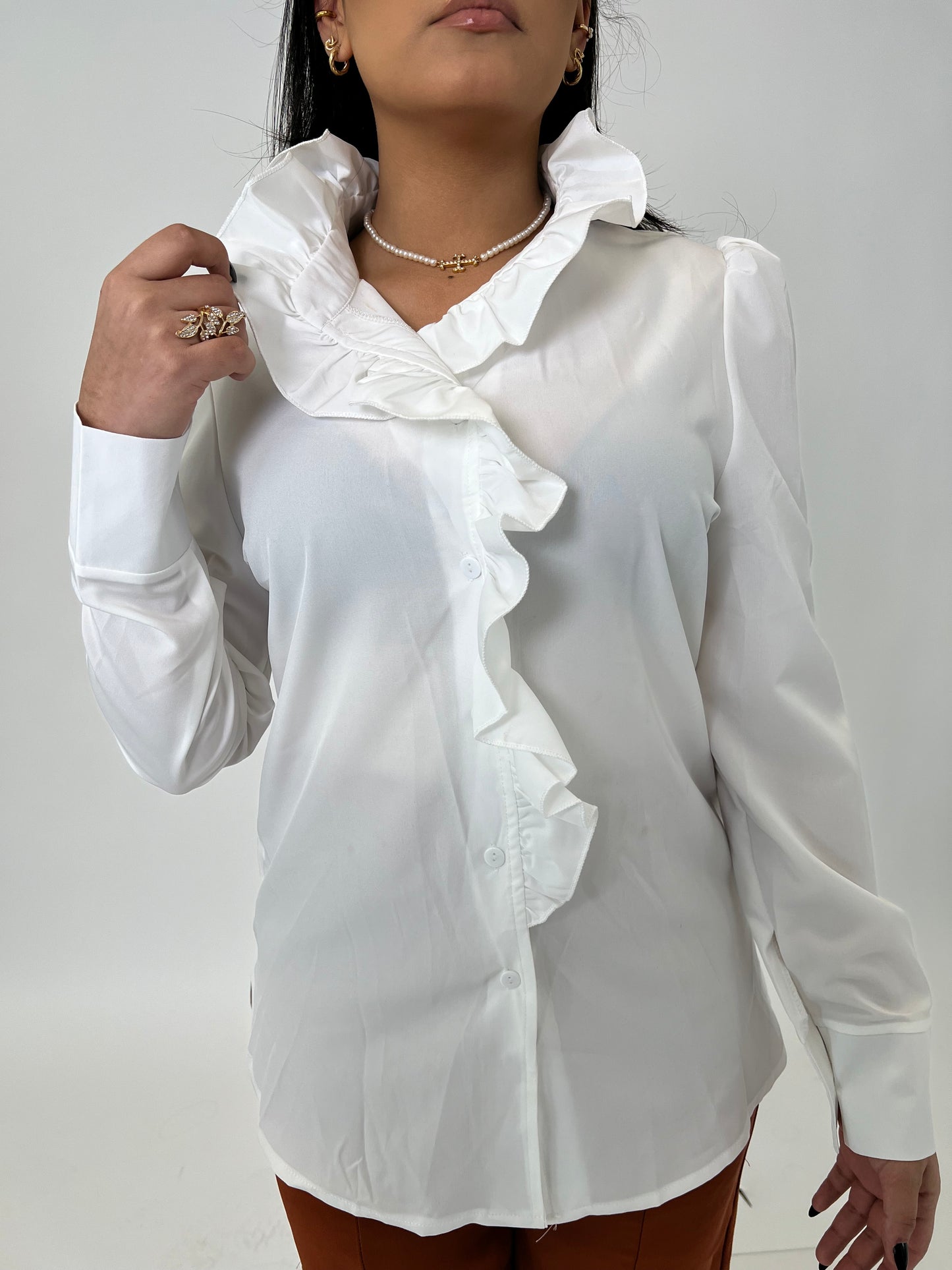 Stunning White Ruffled Blouse