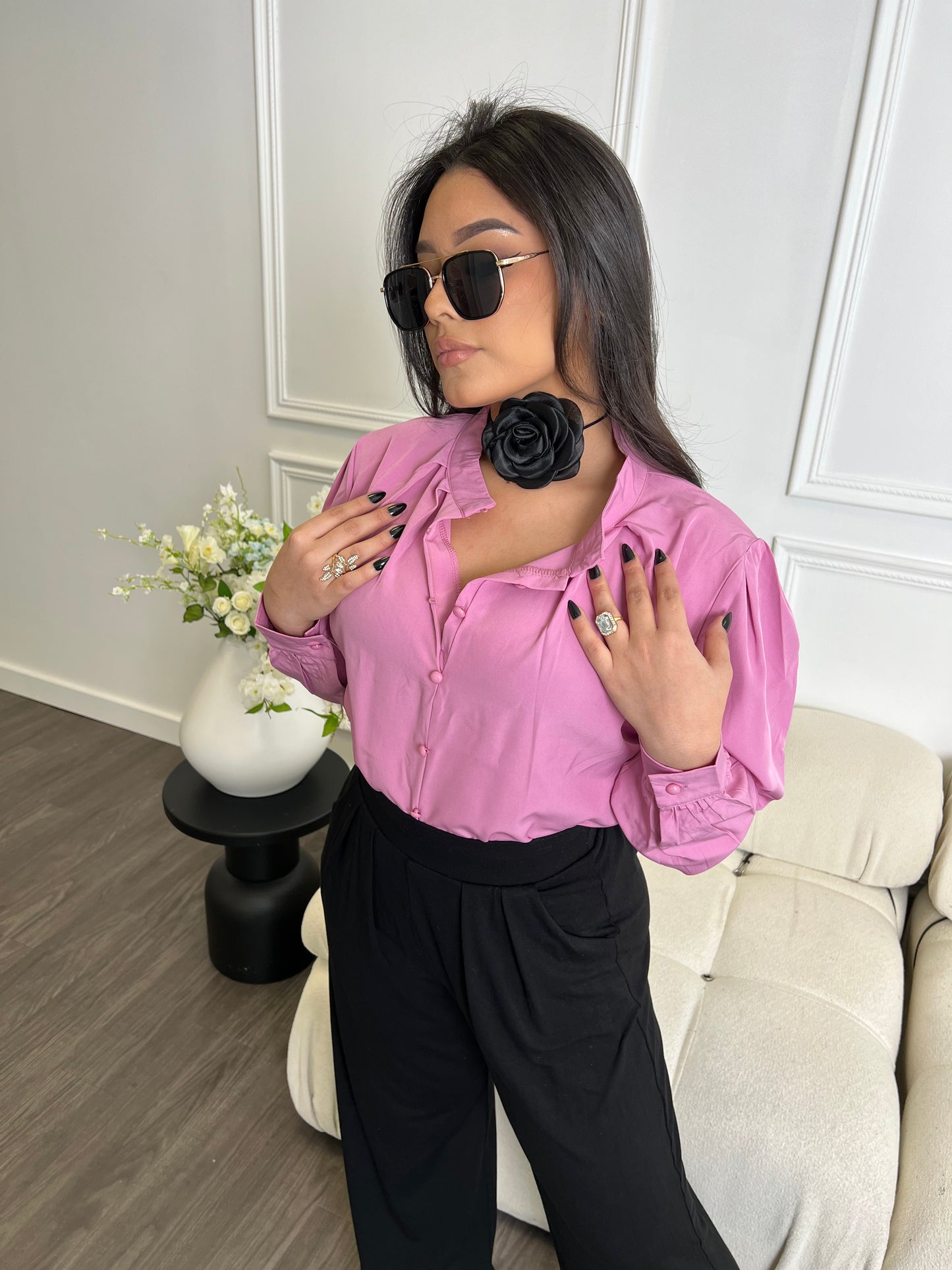 Pink Poplin Blouse