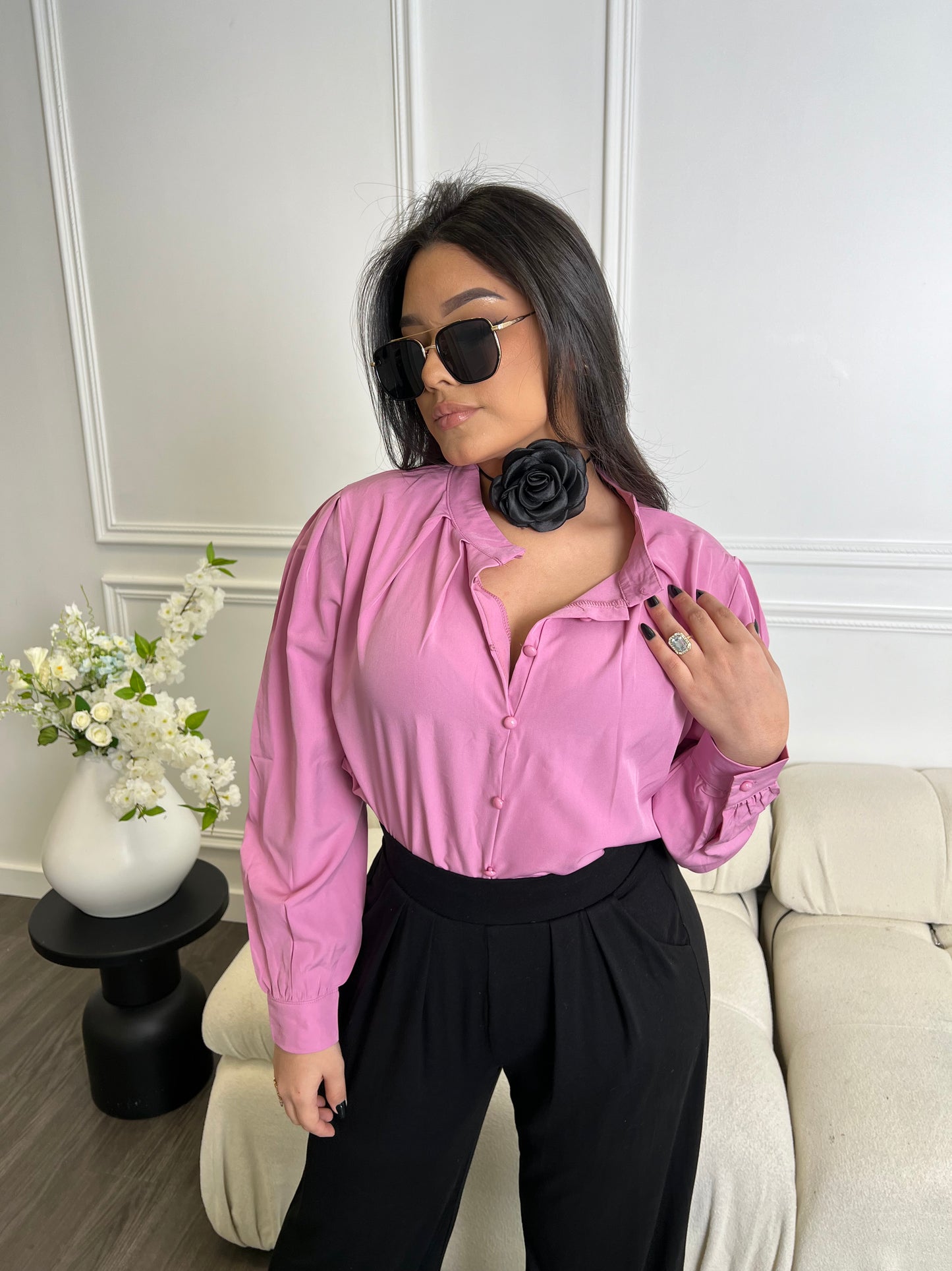 Pink Poplin Blouse