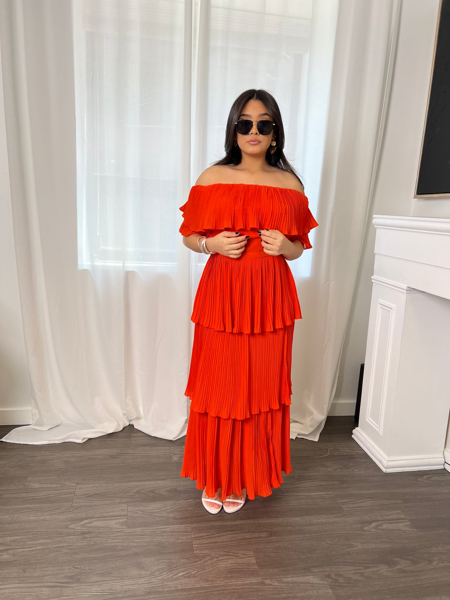 Exquisite Orange Ribbed Maxi Dress