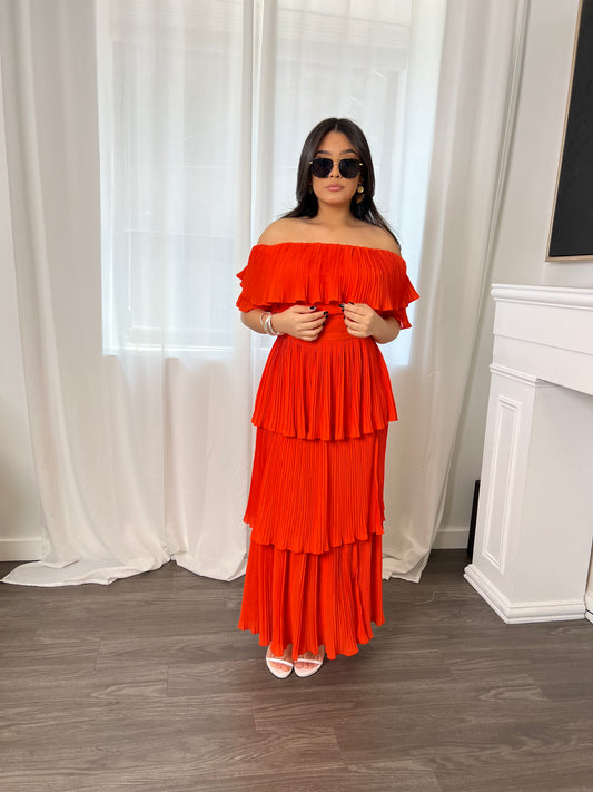 Exquisite Orange Ribbed Maxi Dress