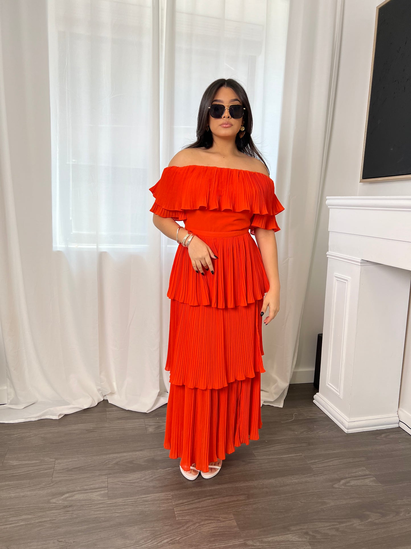 Exquisite Orange Ribbed Maxi Dress