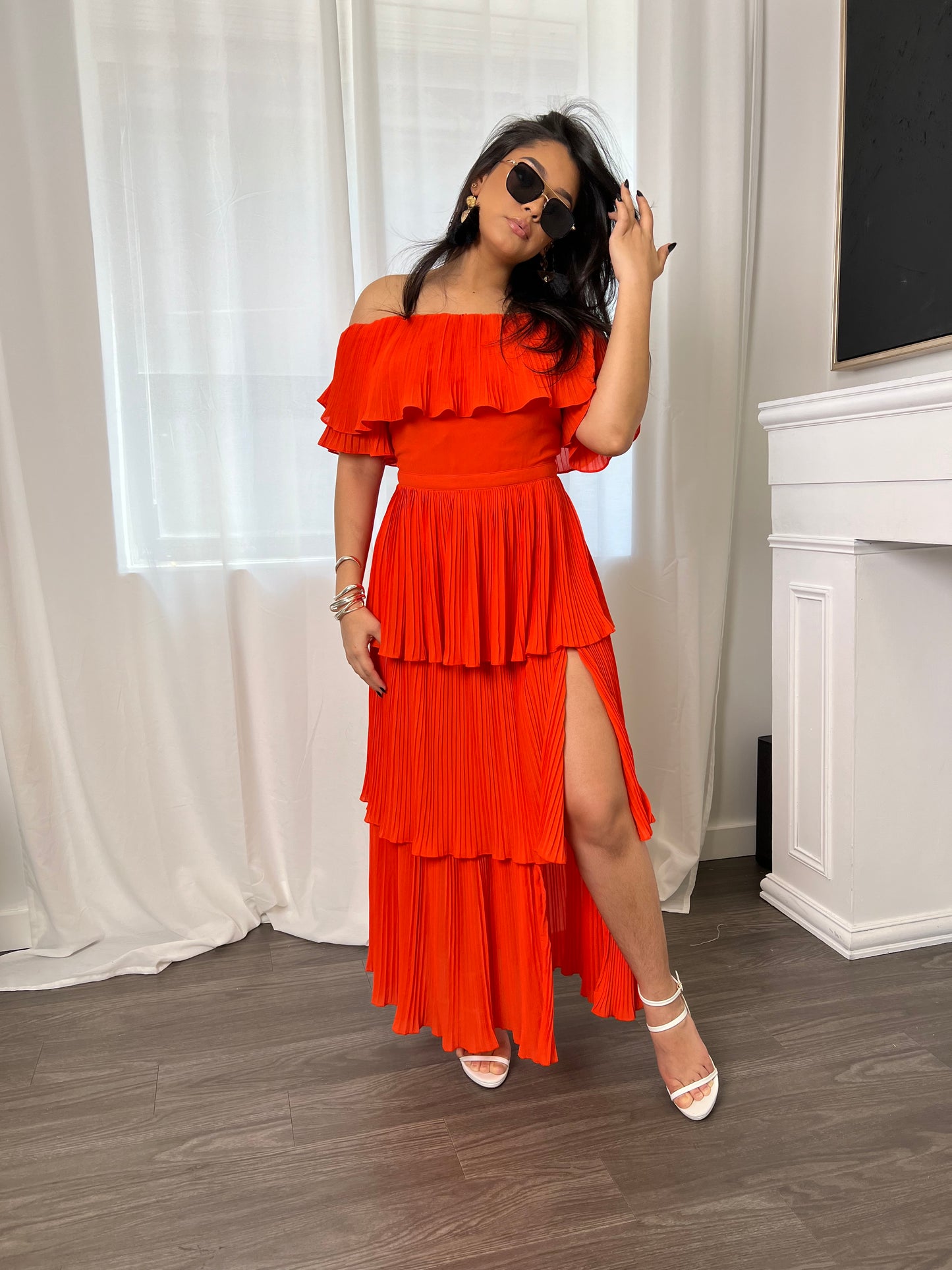 Exquisite Orange Ribbed Maxi Dress