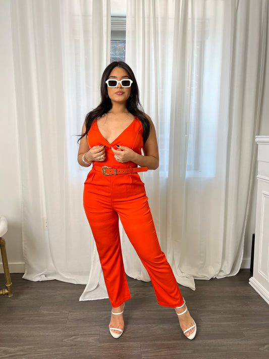 Radiant Ember Classic Orange Jumpsuit